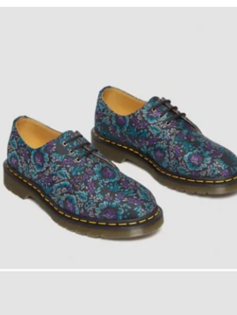 Dr. Martens Floral Lace-Up Shoes - Teal/Purple